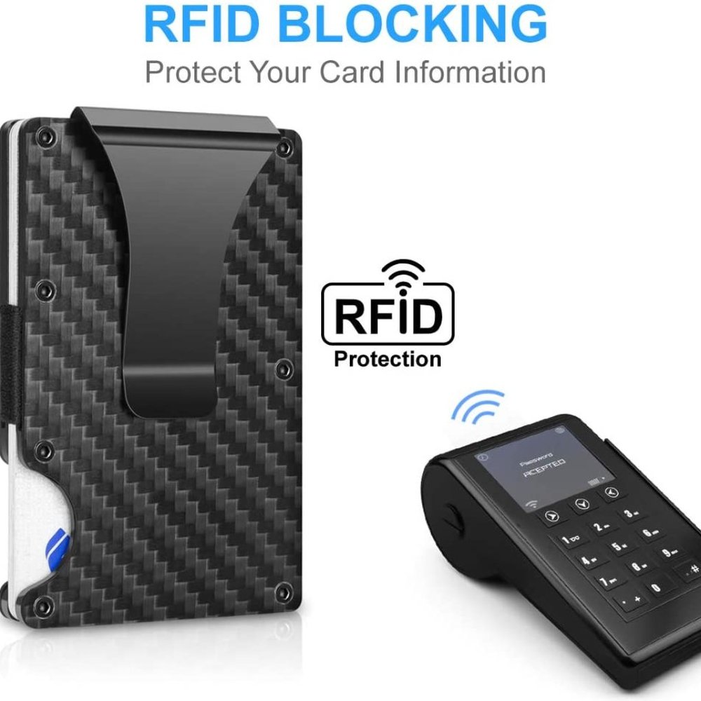 Carbon Fiber Wallet, RFID Blocking Front Packet, Metal Business Credit Card Hold